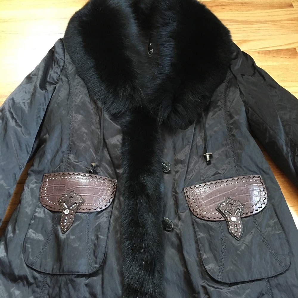 Prodi Fox Fur Trim W/Rabbit Fur Lining Soft Girl Coat Vintage Inspired - Picture 5 of 8